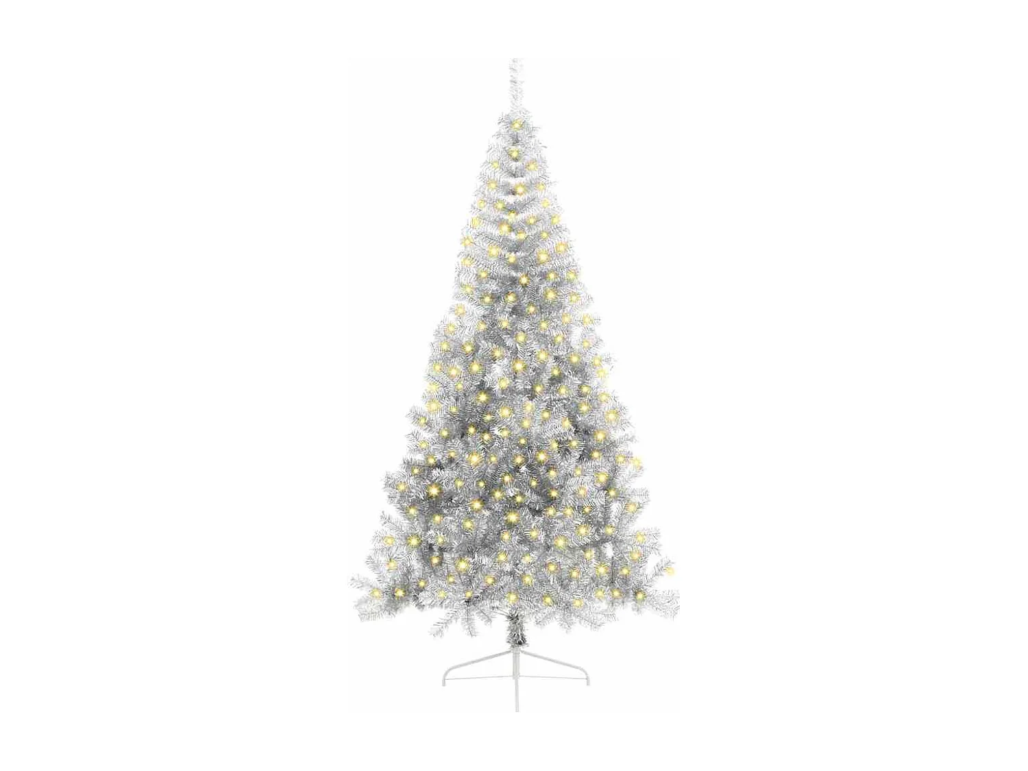 Sapin de Noël artificiel pré-éclairé Argent 210 cm PET