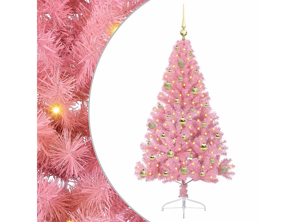 Sapin de Noël artificiel pré-éclairé Rose 150 cm PVC