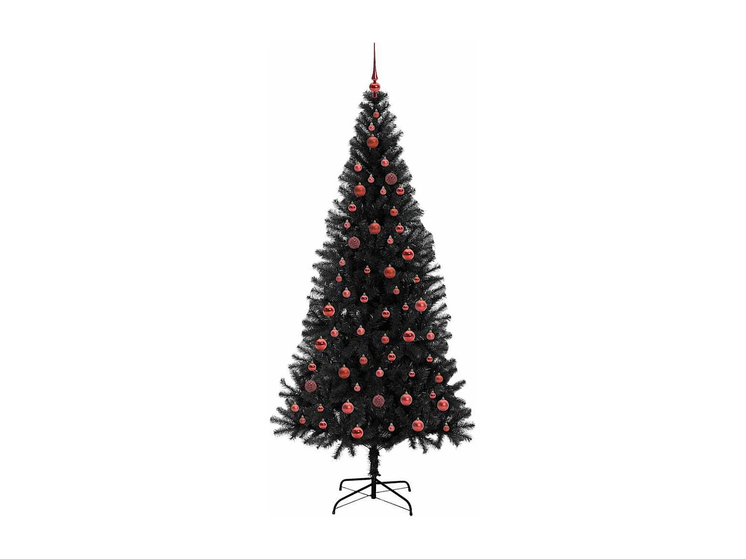 Weihnachtsbaum mit 300 LEDs mit Ständer Schwarz 210 cm PVC