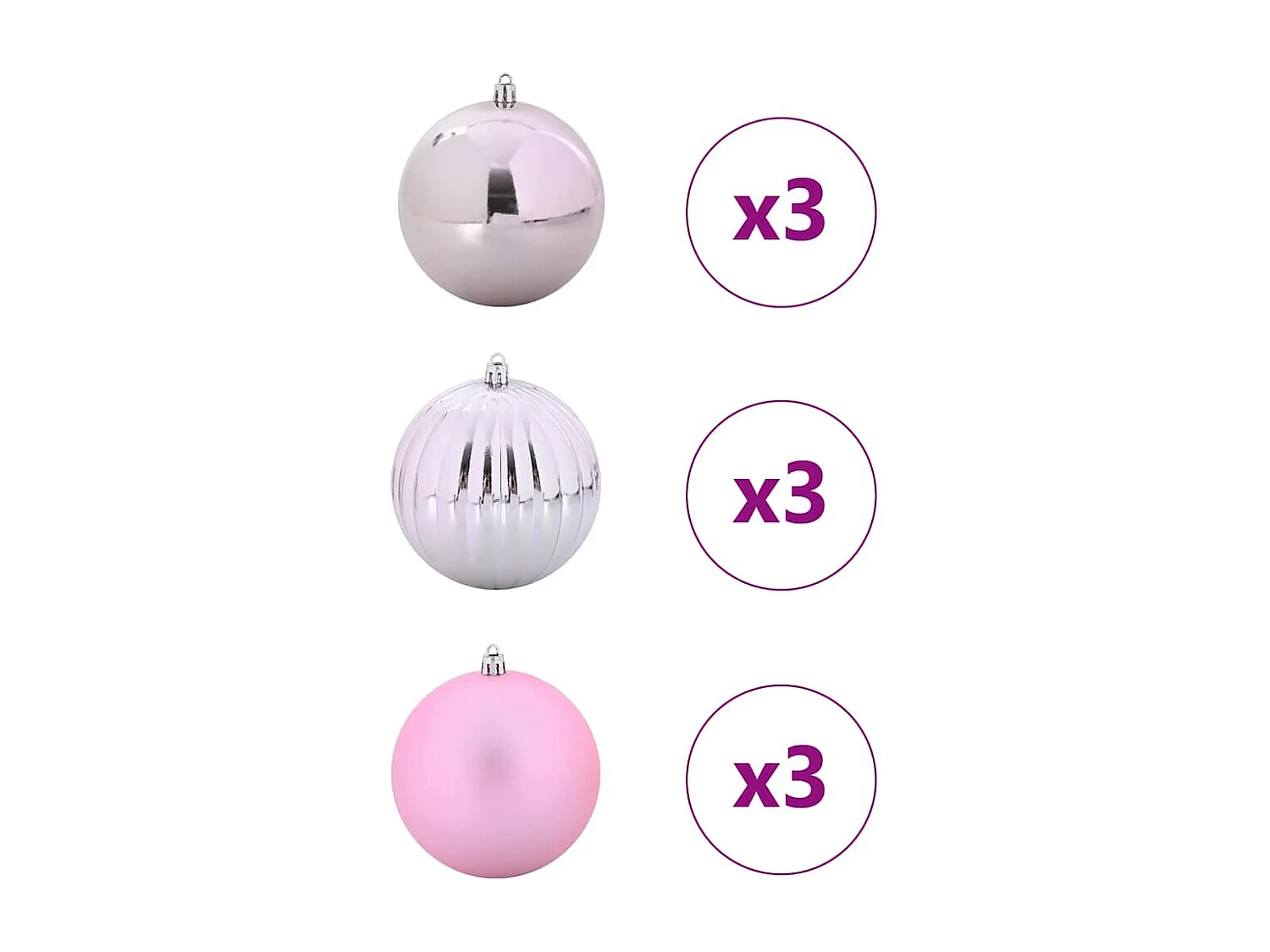 9-delige roze kerstballenset