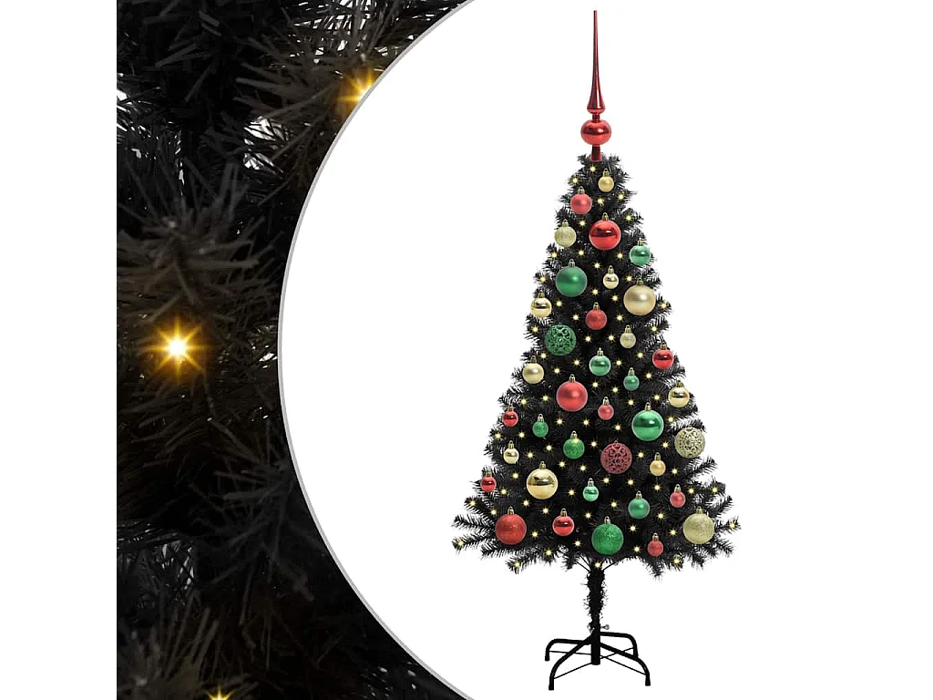 Kerstboom met 150 LED's met standaard Zwart 120 cm PVC