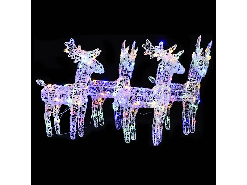 Rennes de Noël 4 pcs 160 LED Multicolore Acrylique
