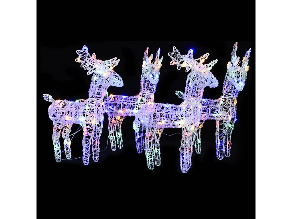 Rennes de Noël 4 pcs 160 LED Multicolore Acrylique