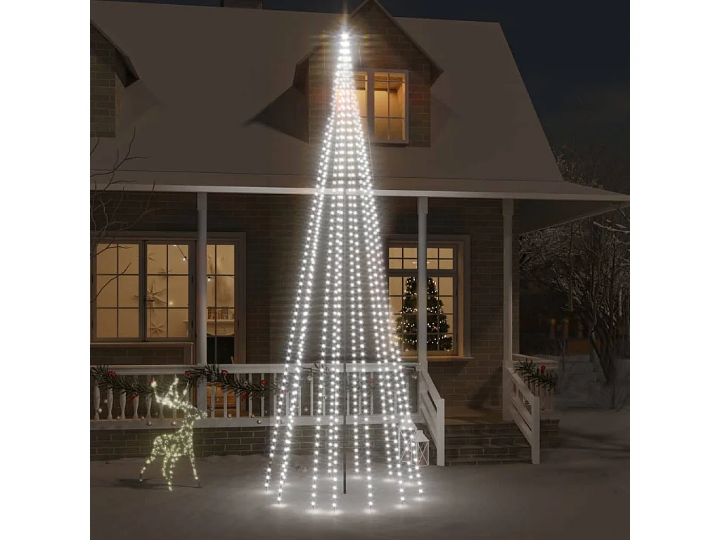 Sapin de Noël sur mât de drapeau 732 LED Blanc froid 500 cm