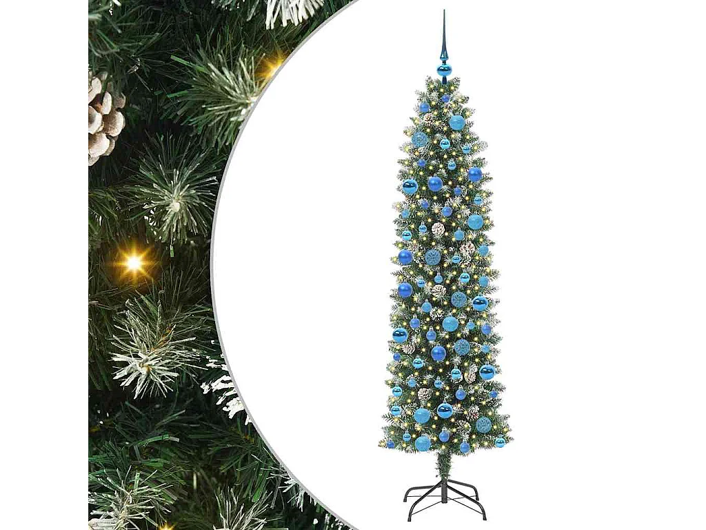 Arbre de Noël artificiel slim avec 300 LED Vert et blanc 180 cm