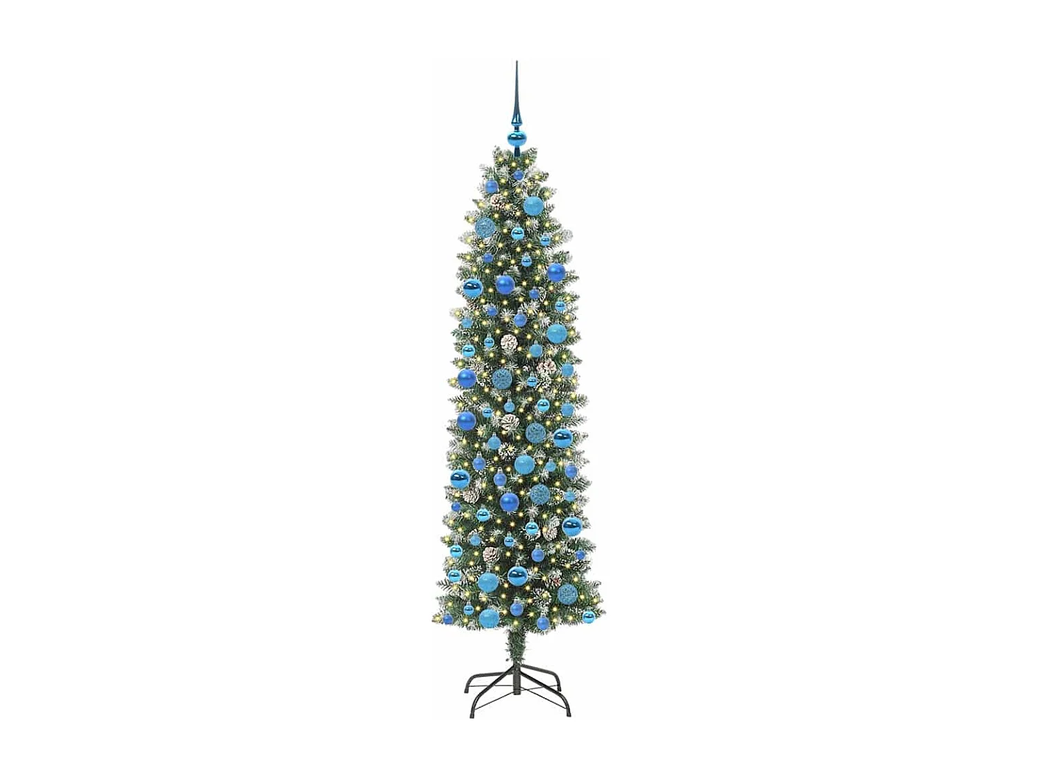 Arbre de Noël artificiel slim avec 300 LED Vert et blanc 180 cm