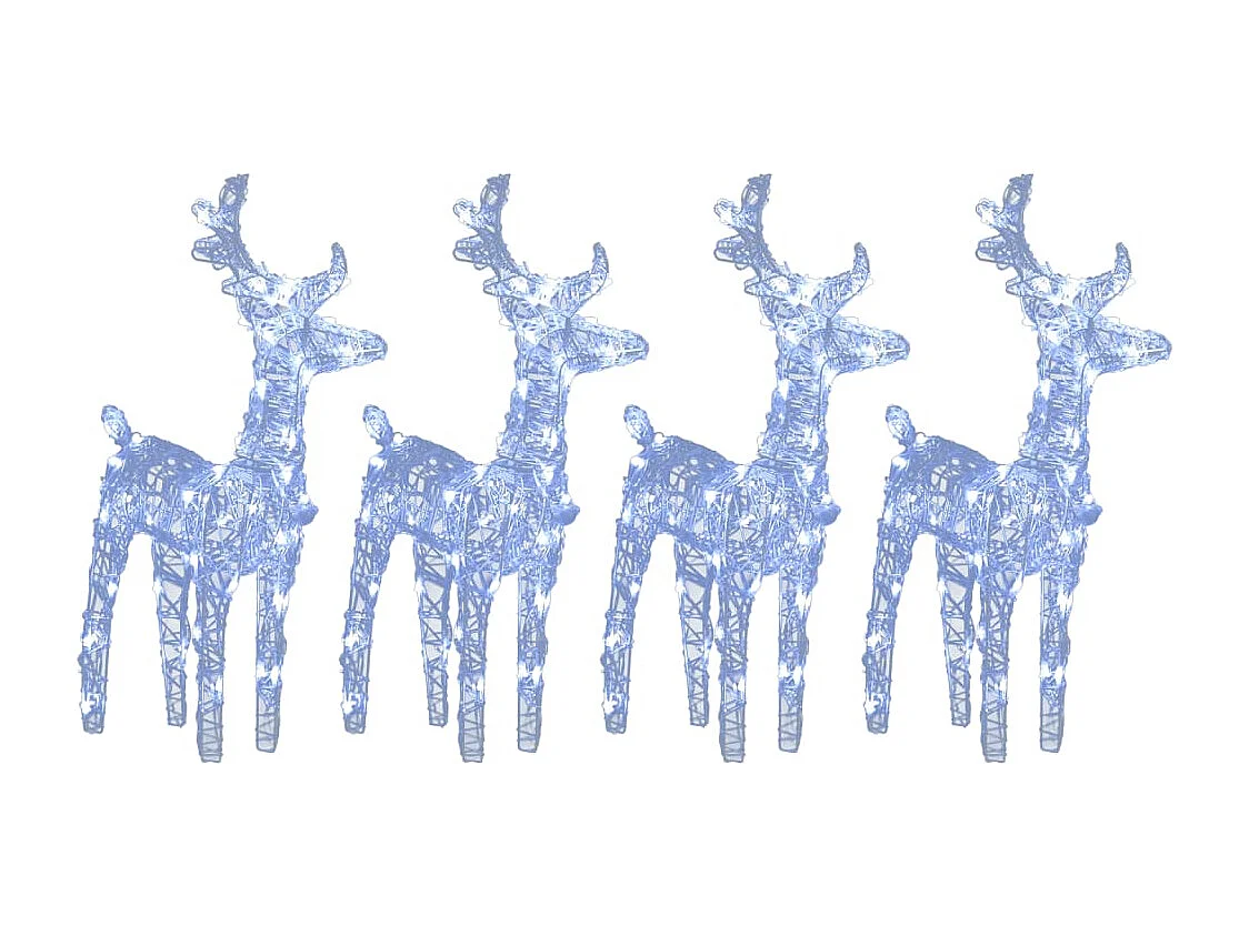 Rennes de Noël 4 pcs 160 LED Blanc froid Acrylique