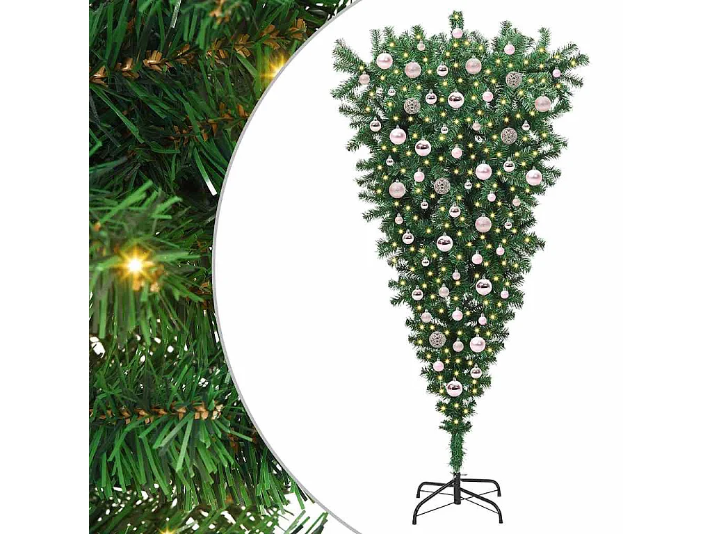 Arbre de Noël artificiel pré-éclairé à l'envers avec ensemble de boules