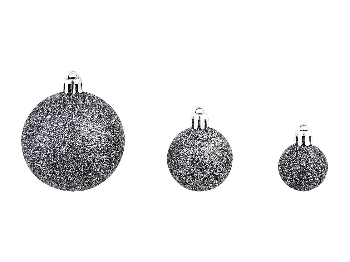 Ensemble de boules de Noël 100 pcs 3/4/6 cm Blanc/Gris