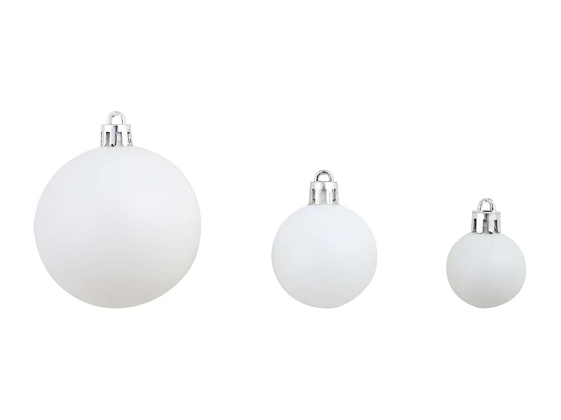 Ensemble de boules de Noël 100 pcs 3/4/6 cm Blanc/Gris