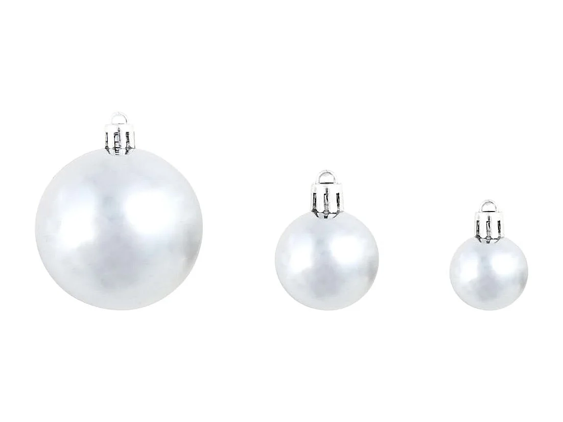 Ensemble de boules de Noël 100 pcs 3/4/6 cm Blanc/Gris