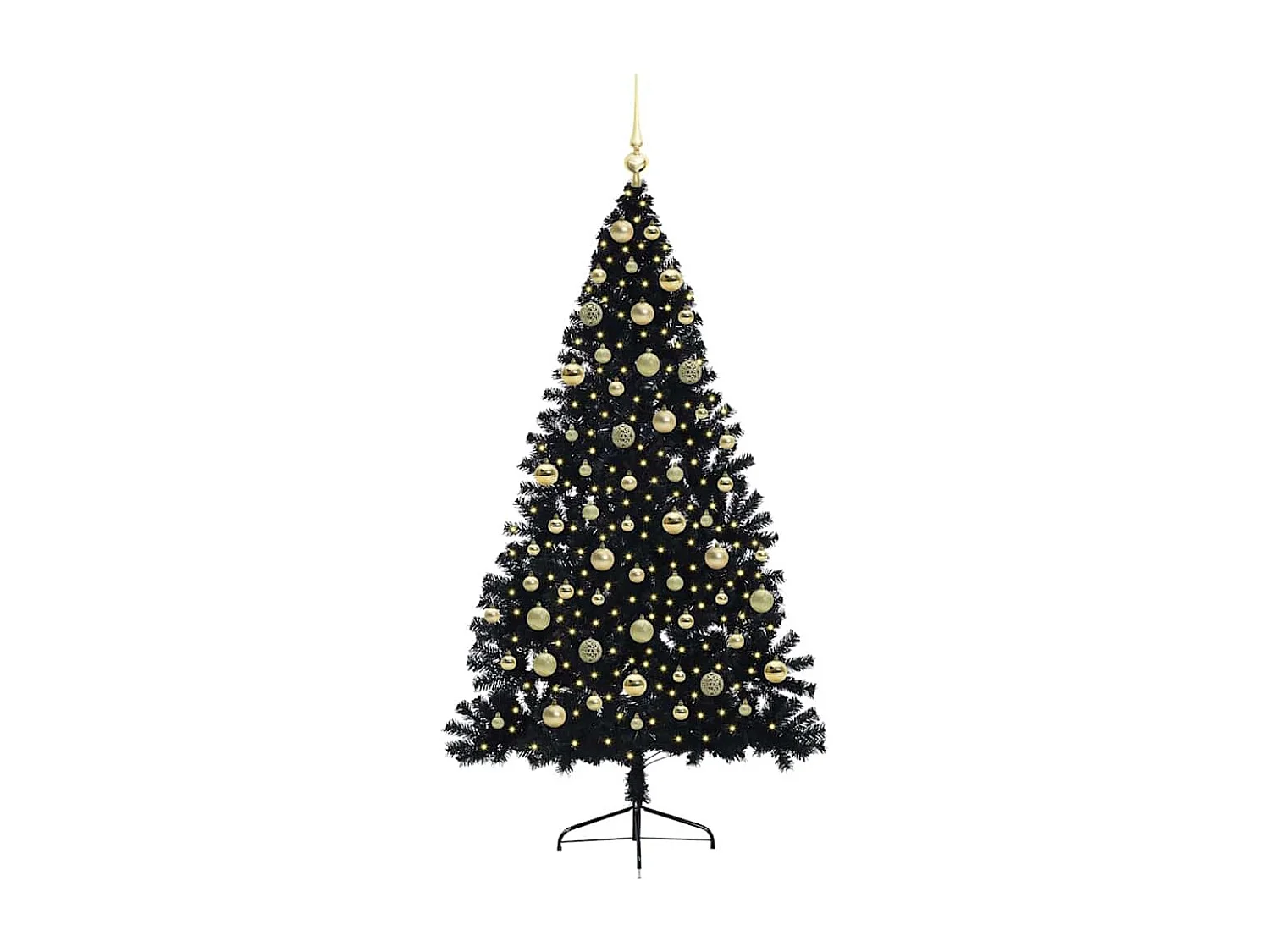 Sapin de Noël artificiel pré-éclairé Noir 180 cm PVC