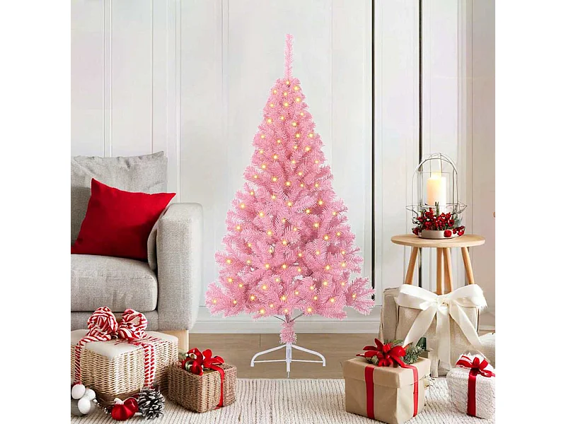 Sapin de Noël artificiel pré-éclairé Rose 120 cm PVC