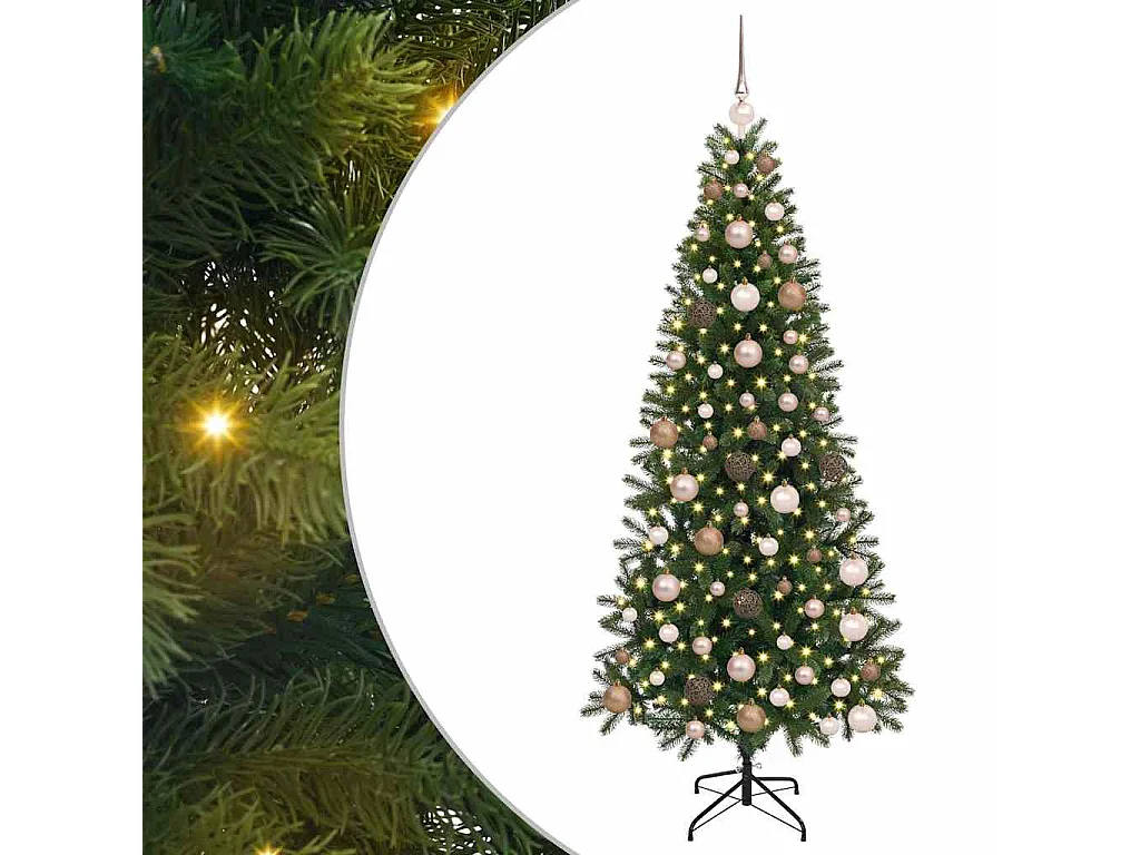Sapin de Noël artificiel avec 300 LED Vert 180 cm PE et PVC