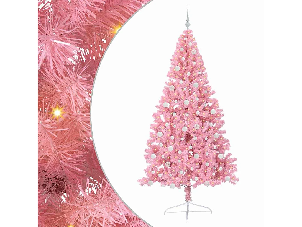 Sapin de Noël artificiel pré-éclairé Rose 240 cm PVC