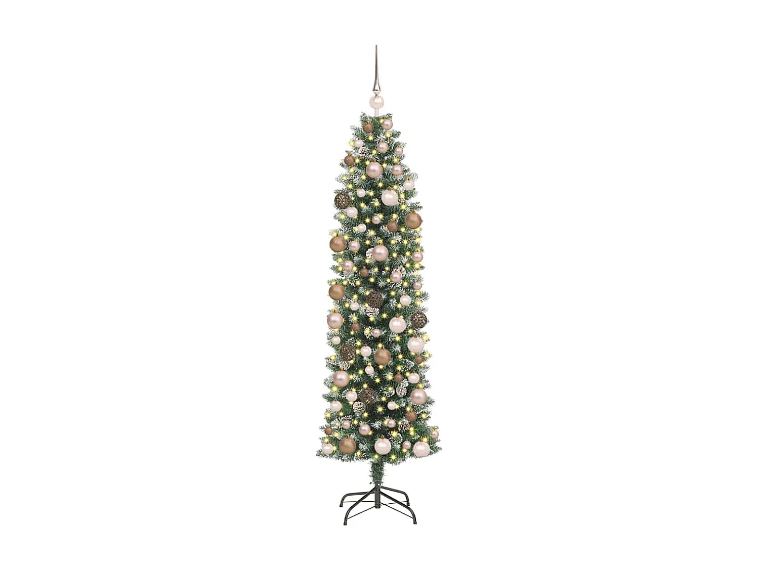 Schlanker künstlicher Weihnachtsbaum mit 300 LEDs Grün 180 cm