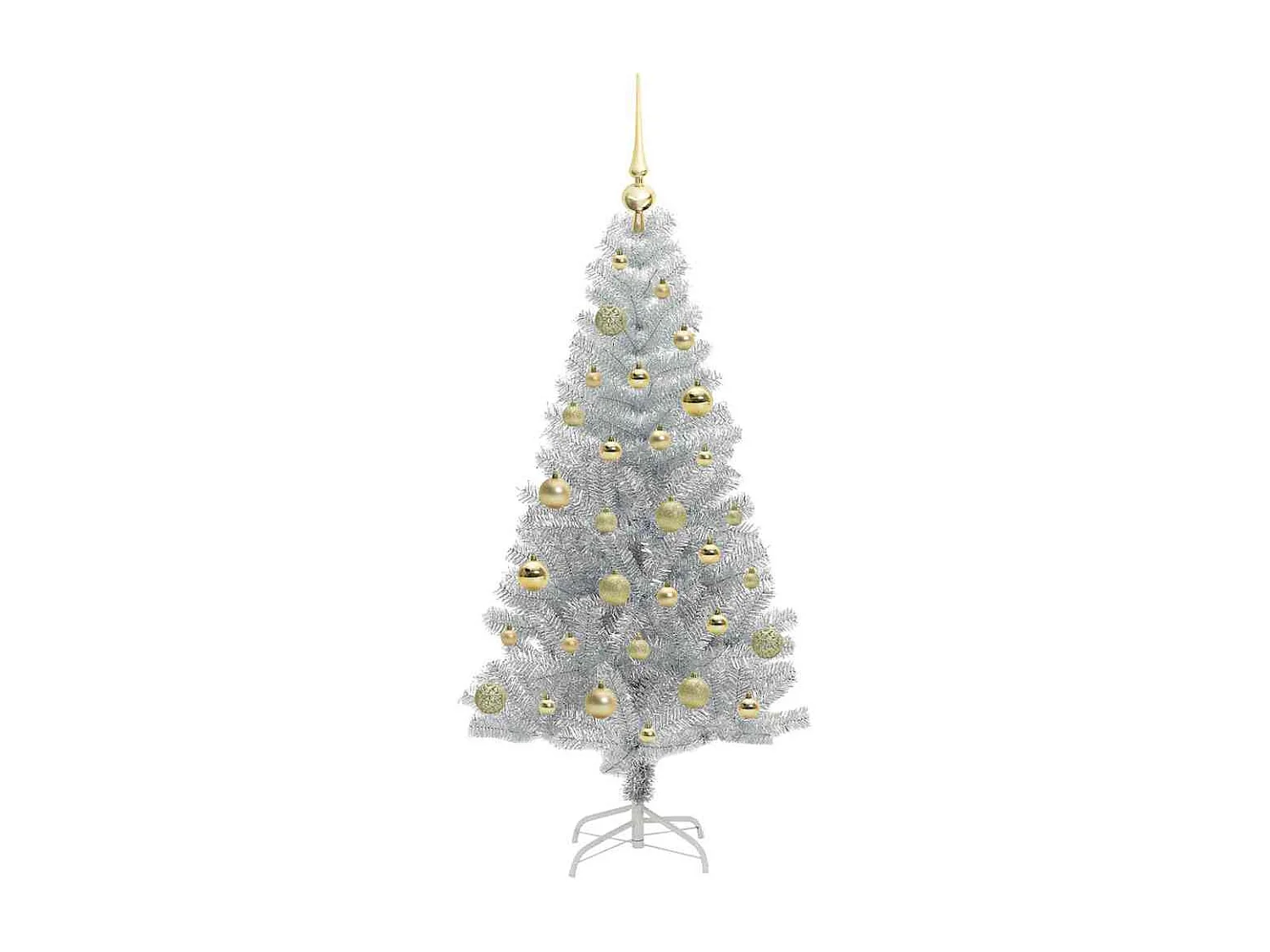 Sapin de Noël avec 150 LED avec support Argent 150 cm PET