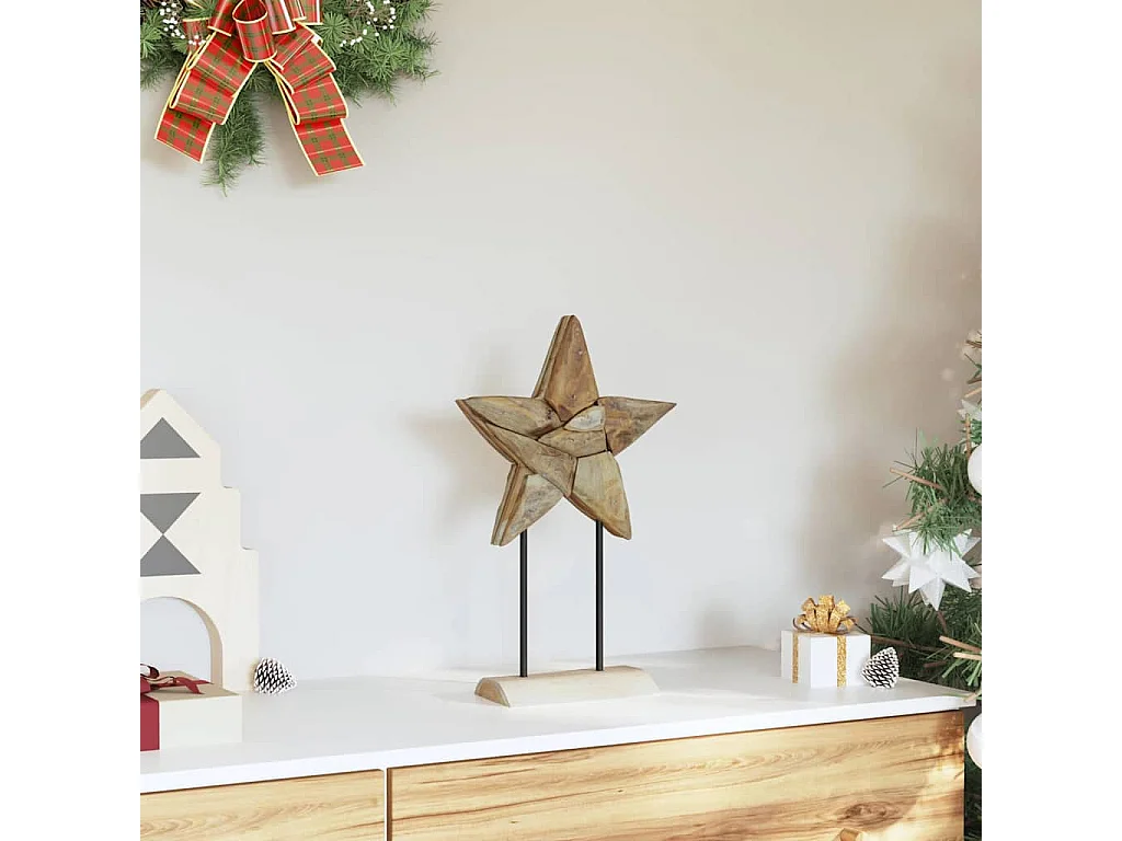 Étoile de Noël Marron 30 x 5 x 45 cm Bois de teck massif