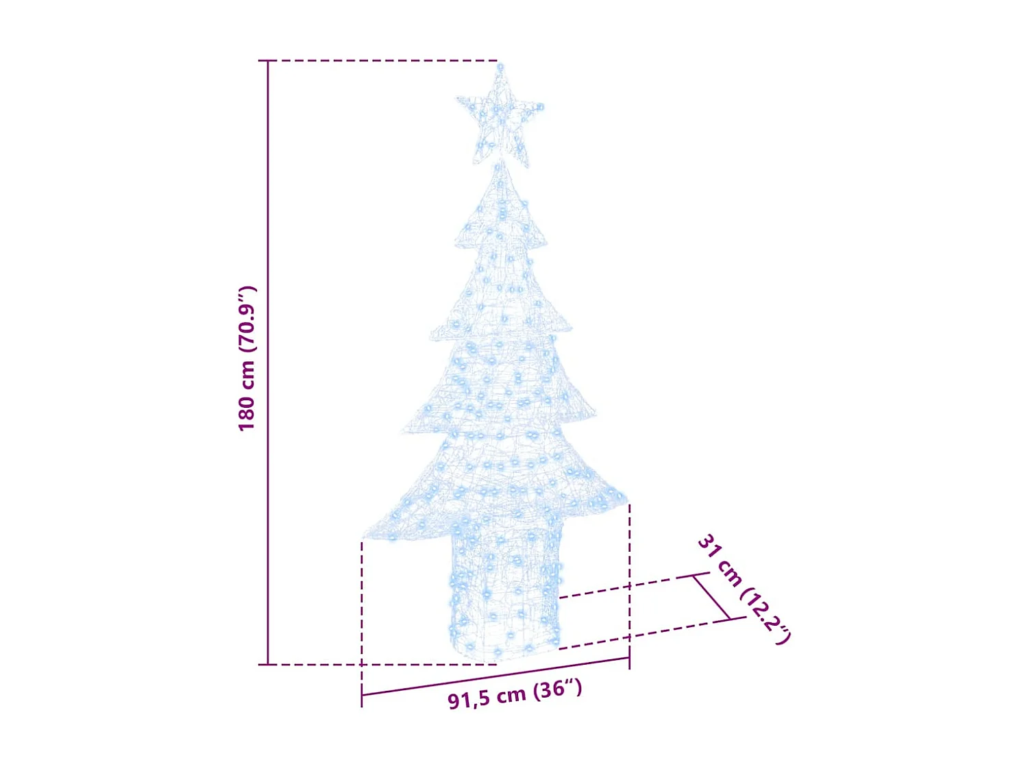 Kerstboom met 240 LED's Koud Wit 180 cm Acryl