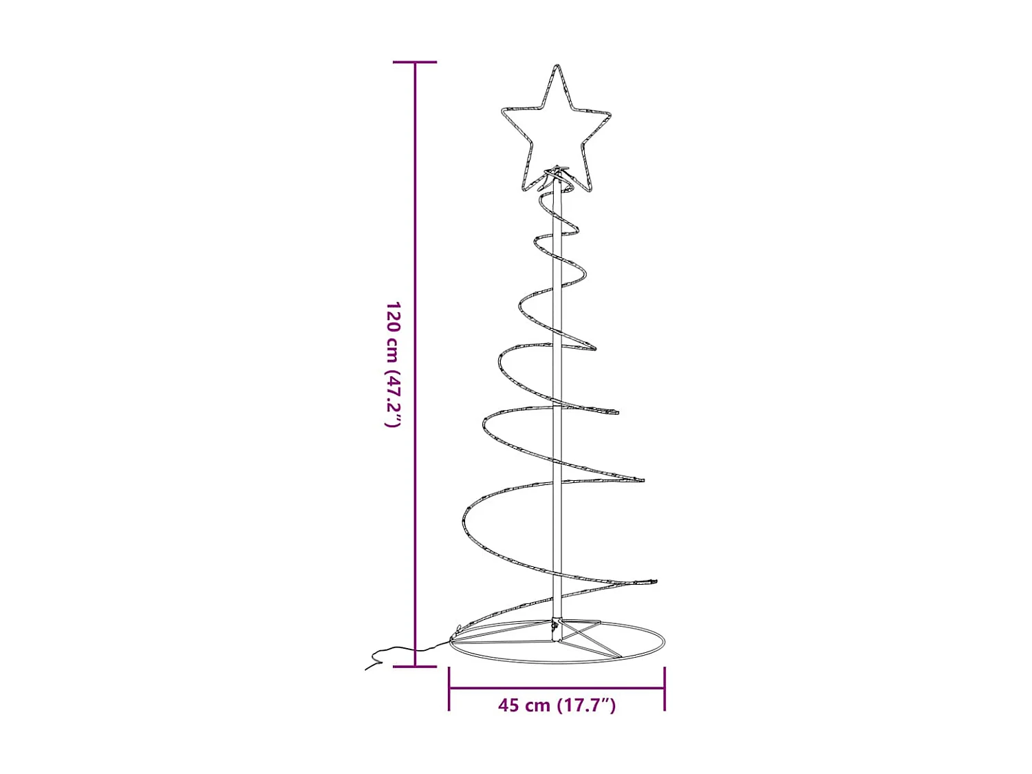 Sapin de Noël à LED 80 LED blanc chaud 120 cm