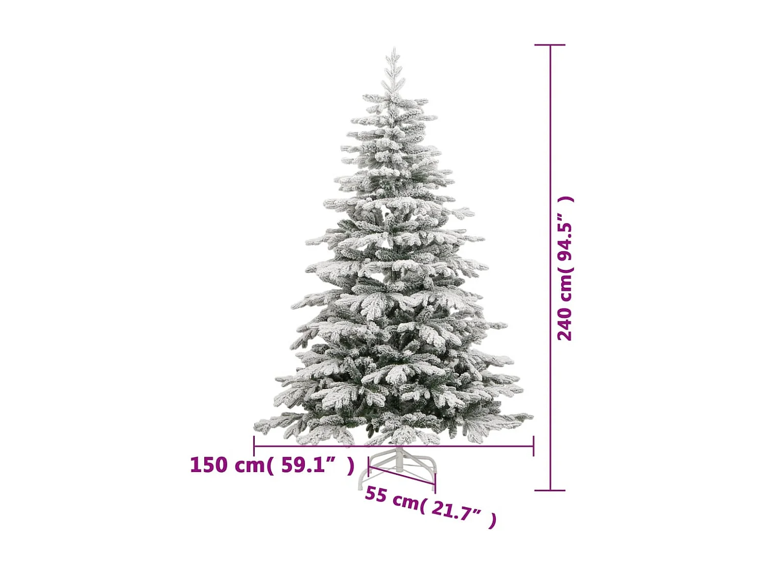 Albero di Natale artificiale con cerniera e neve ricoperti di neve 240 cm