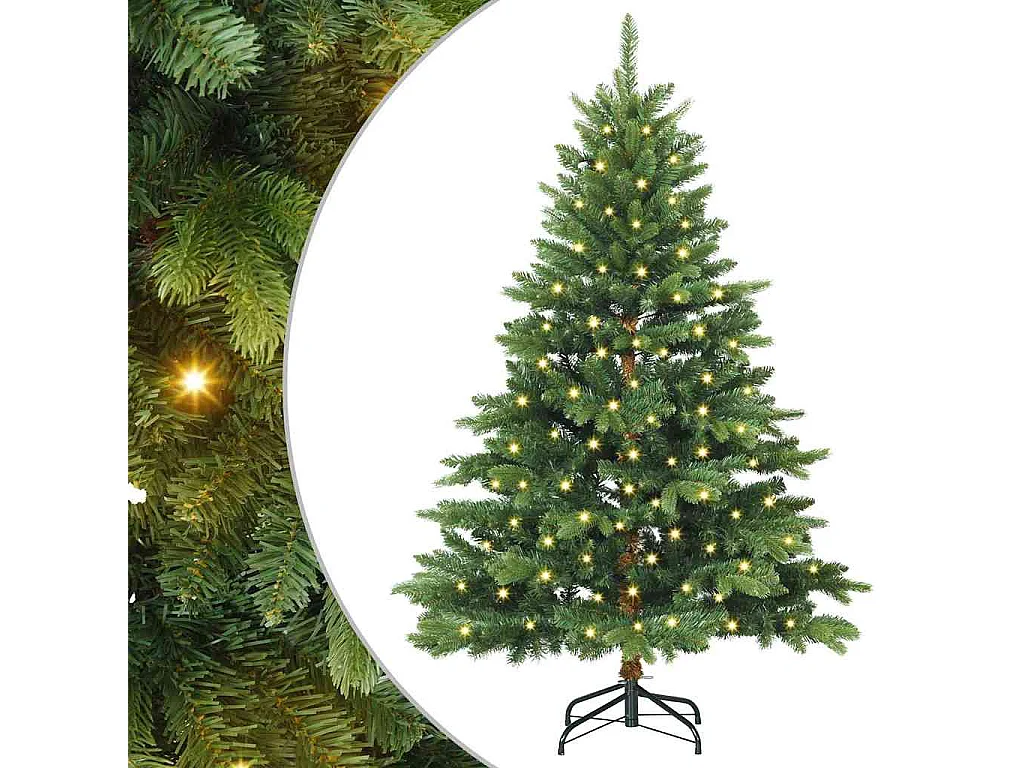 Künstlicher Weihnachtsbaum mit 150 LEDs Grün 150 cm PE und PVC