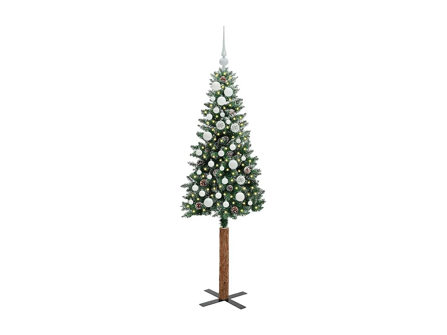 Albero di Natale sottile con 150 LED Verde e bianco 150 cm