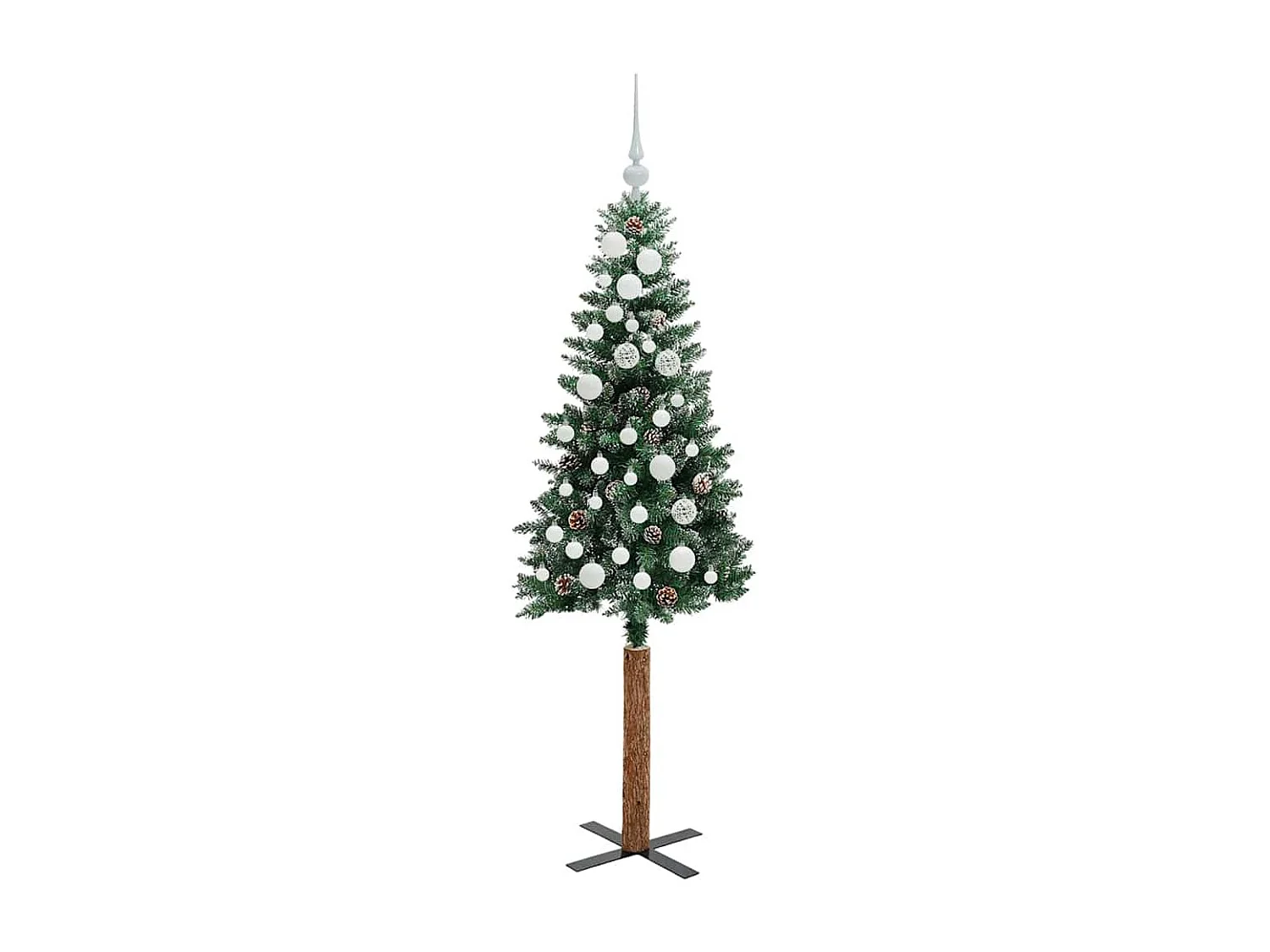 Albero di Natale sottile con 150 LED Verde e bianco 150 cm