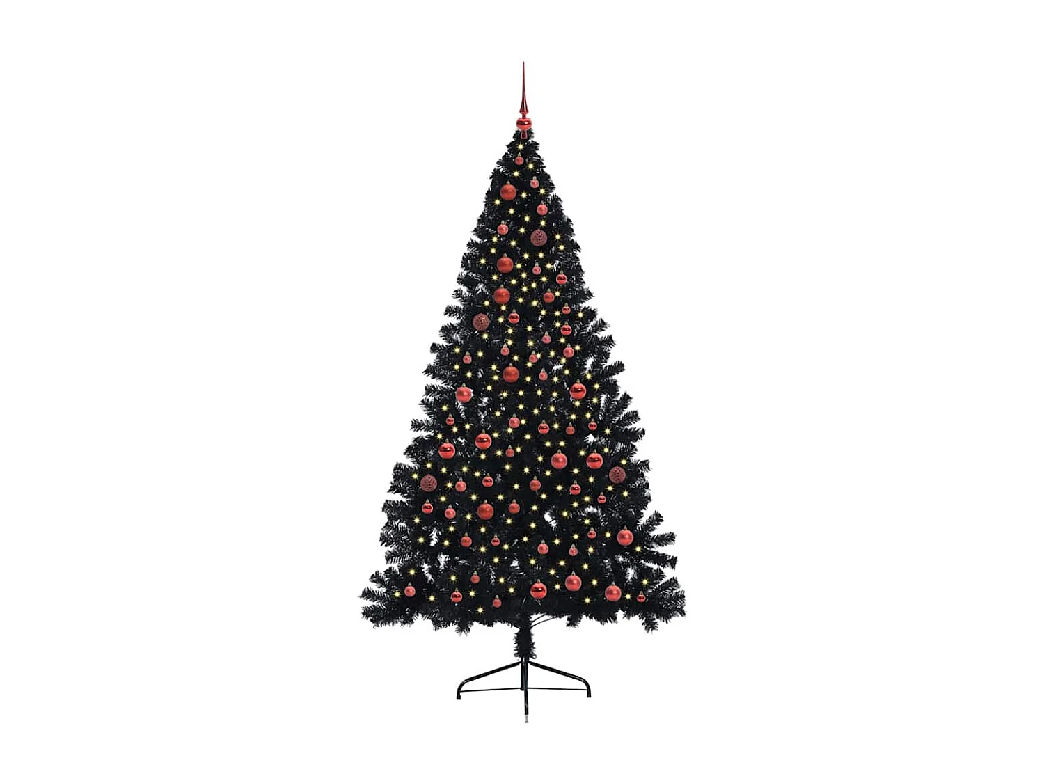 Künstlicher Weihnachtsbaum mit Beleuchtung, Schwarz, 210 cm, PVC