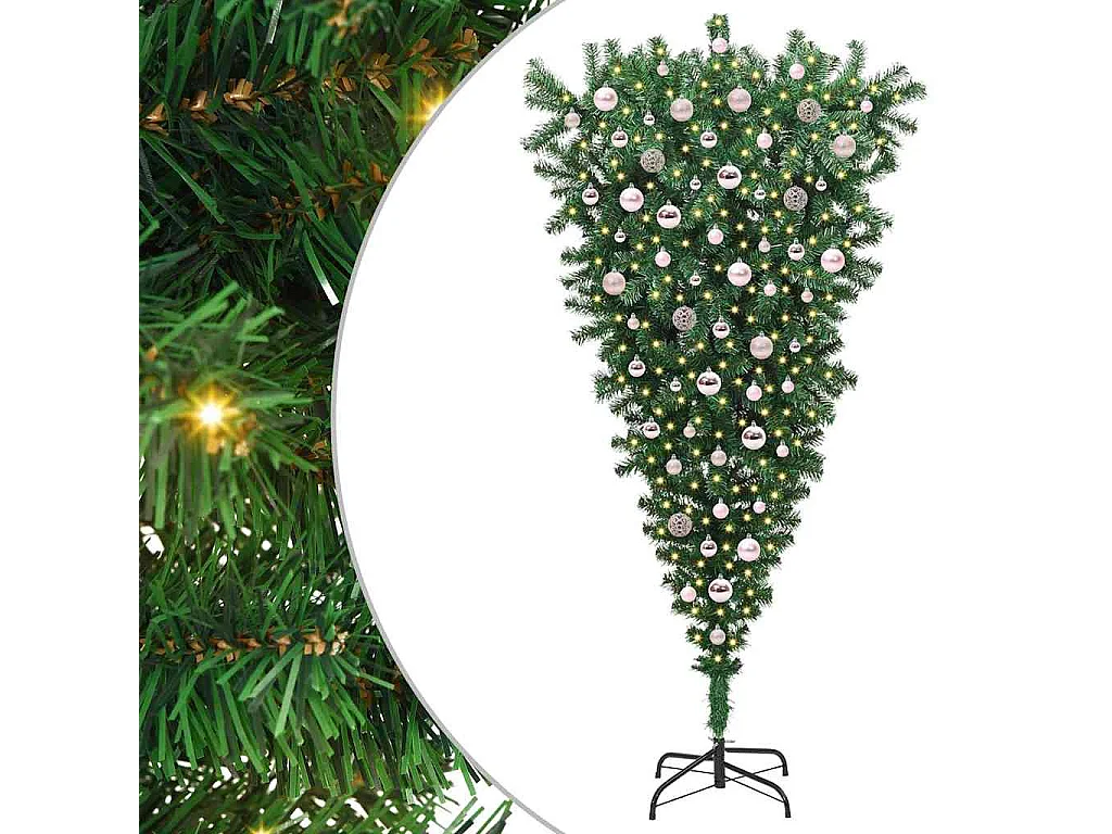 Sapin de Noël artificiel pré-éclairé à l'envers avec ensemble de boules