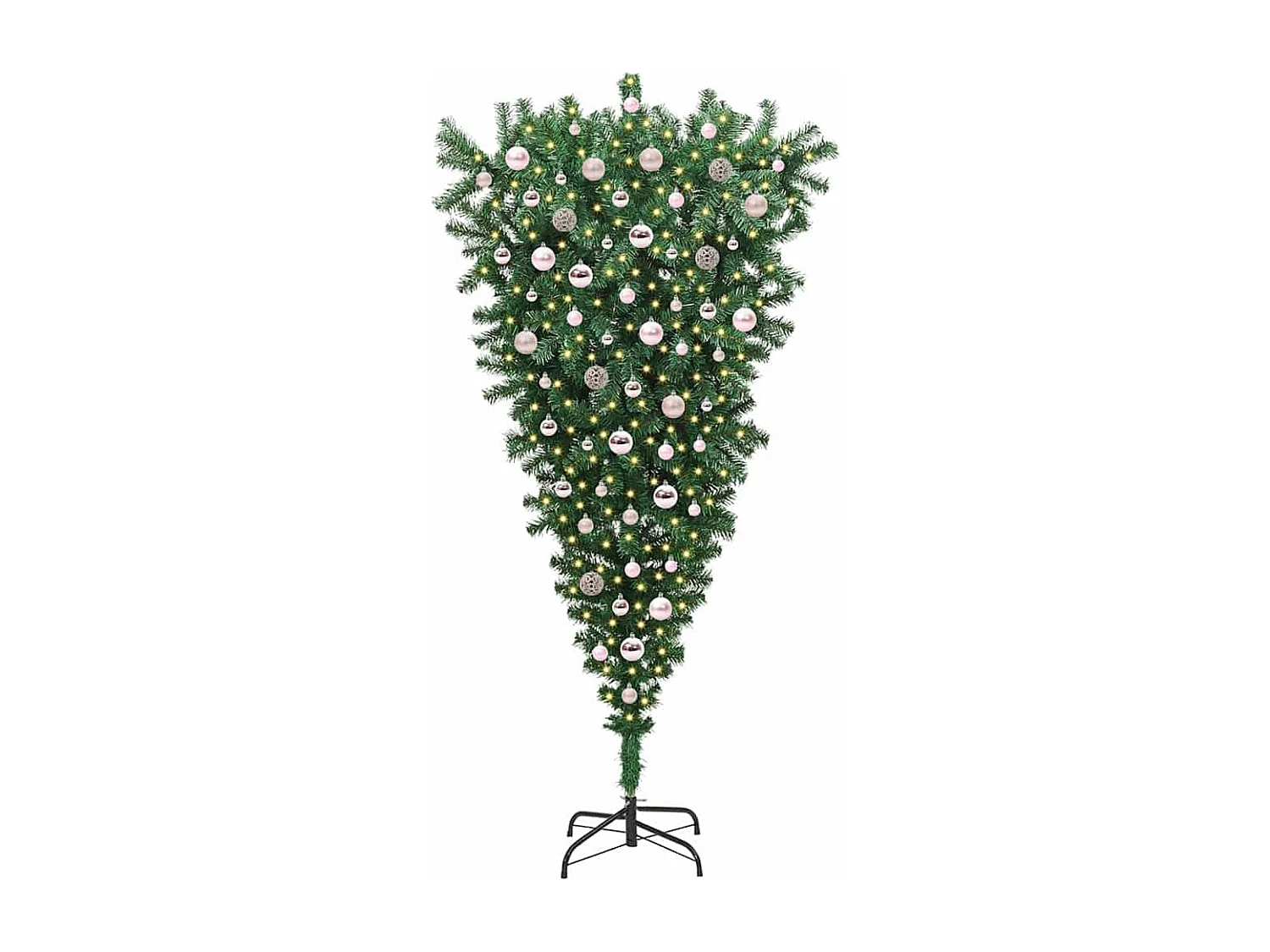Sapin de Noël artificiel pré-éclairé à l'envers avec ensemble de boules