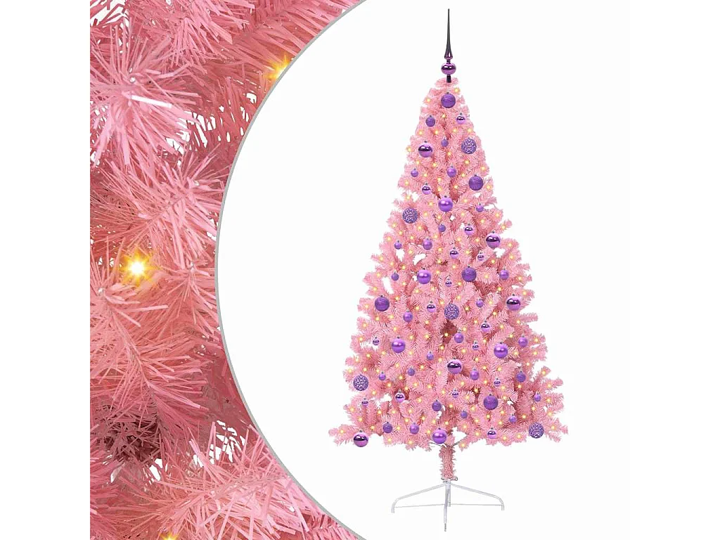 Albero di Natale artificiale preilluminato rosa 180 cm in PVC