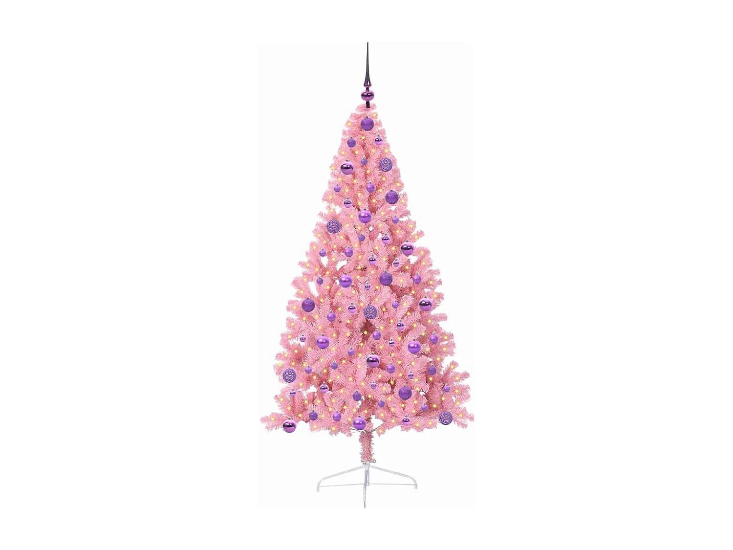 Albero di Natale artificiale preilluminato rosa 180 cm in PVC
