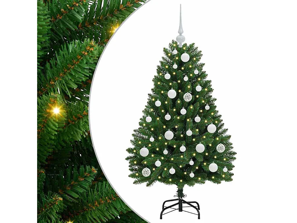 Sapin de Noël artificiel avec 150 LED Vert 120 cm PVC et métal