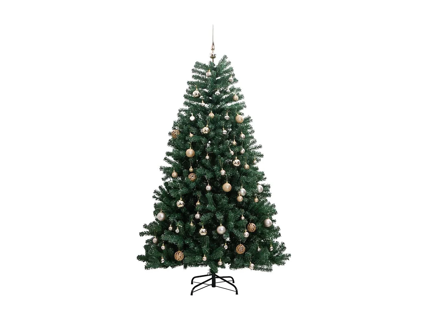 210 cm großer beweglicher künstlicher Weihnachtsbaum mit 300 LEDs und Kugeln