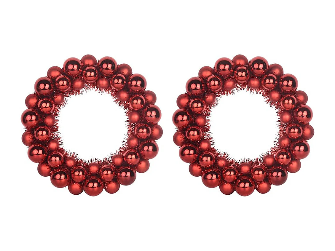 Couronnes de Boules de Noël 2 pcs Rouge 33 x 33 x 7 cm