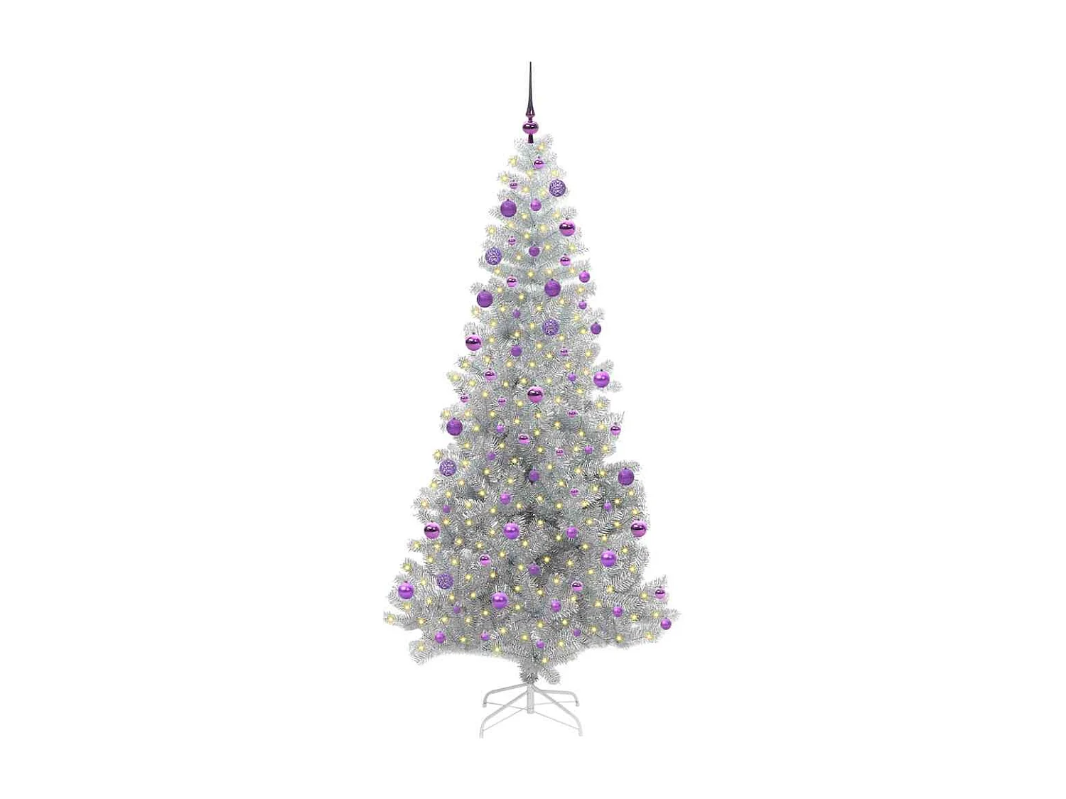 Sapin de Noël avec 300 LED avec support Argent 210 cm PET