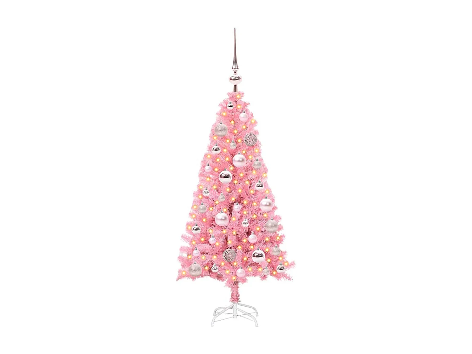 Sapin de Noël avec 150 LED avec support Rose 120 cm PVC