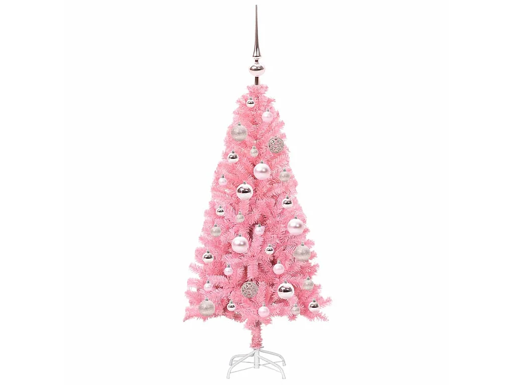 Sapin de Noël avec 150 LED avec support Rose 120 cm PVC