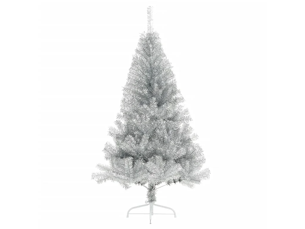 Demi sapin de Noël artificiel avec support argenté 120 cm PET
