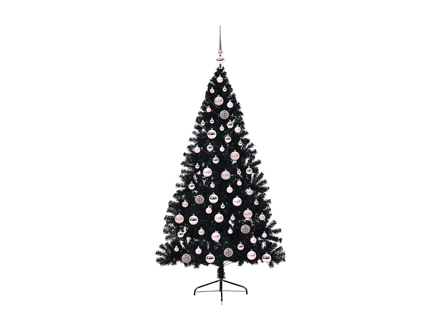 Albero di Natale artificiale preilluminato nero 180 cm in PVC