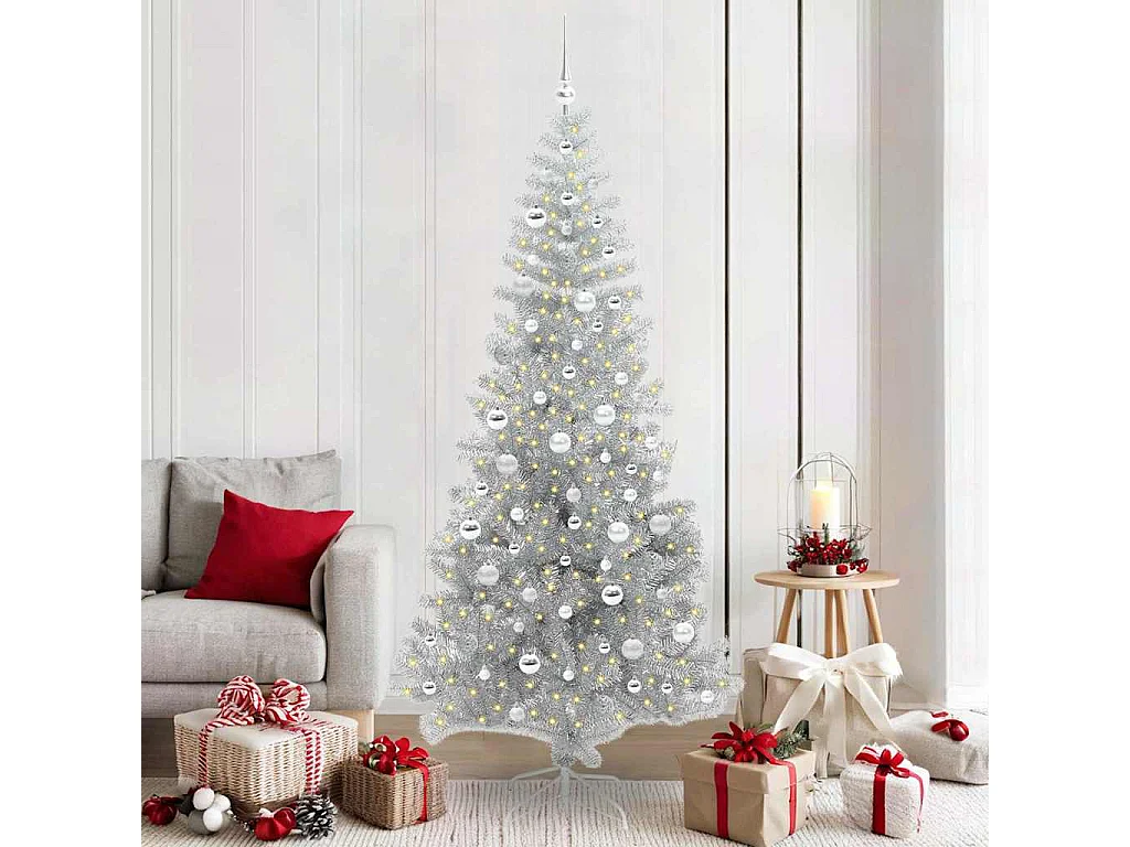 Albero di Natale con 300 LED con supporto Argento 210 cm PET