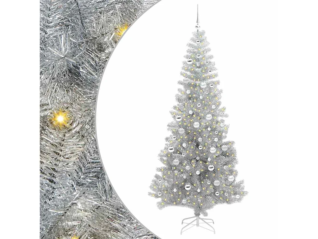 Albero di Natale con 300 LED con supporto Argento 210 cm PET
