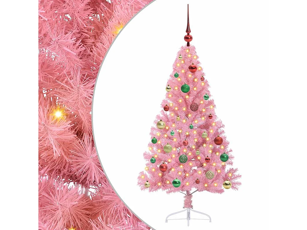 Voorverlichte kunstkerstboom roze 150cm PVC