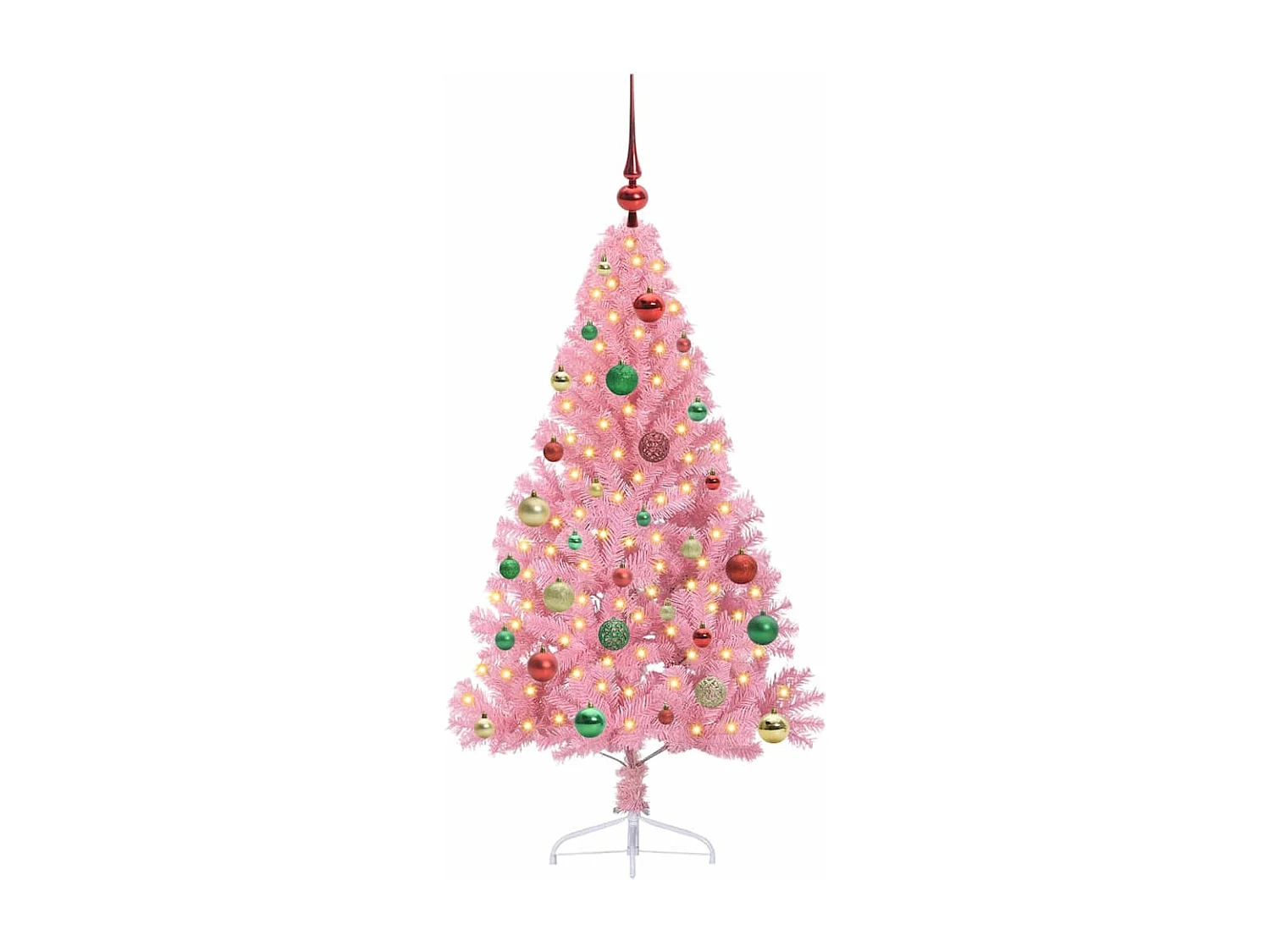 Voorverlichte kunstkerstboom roze 150cm PVC
