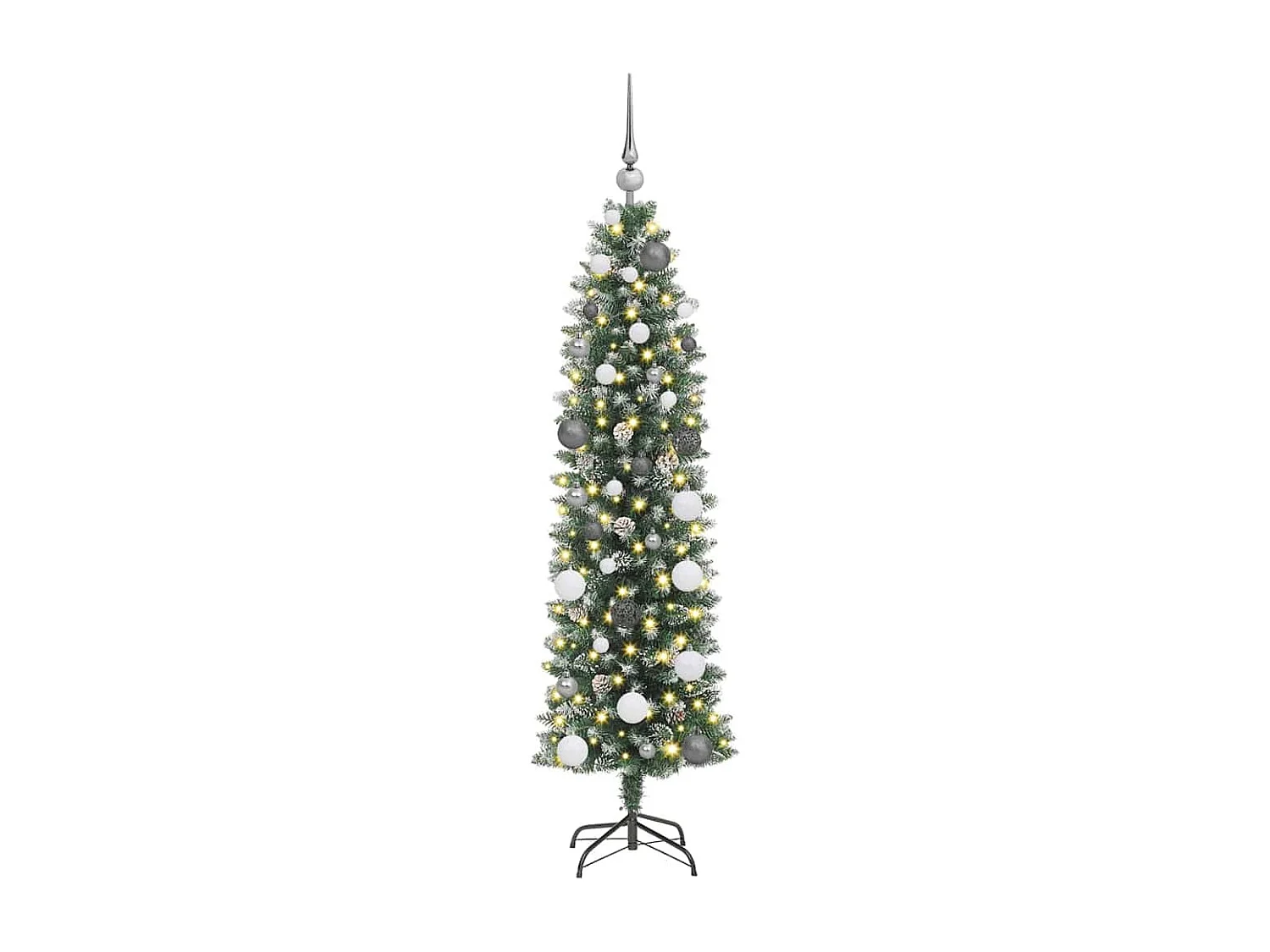 Slanke kunstkerstboom met 150 LED's Groen 150 cm