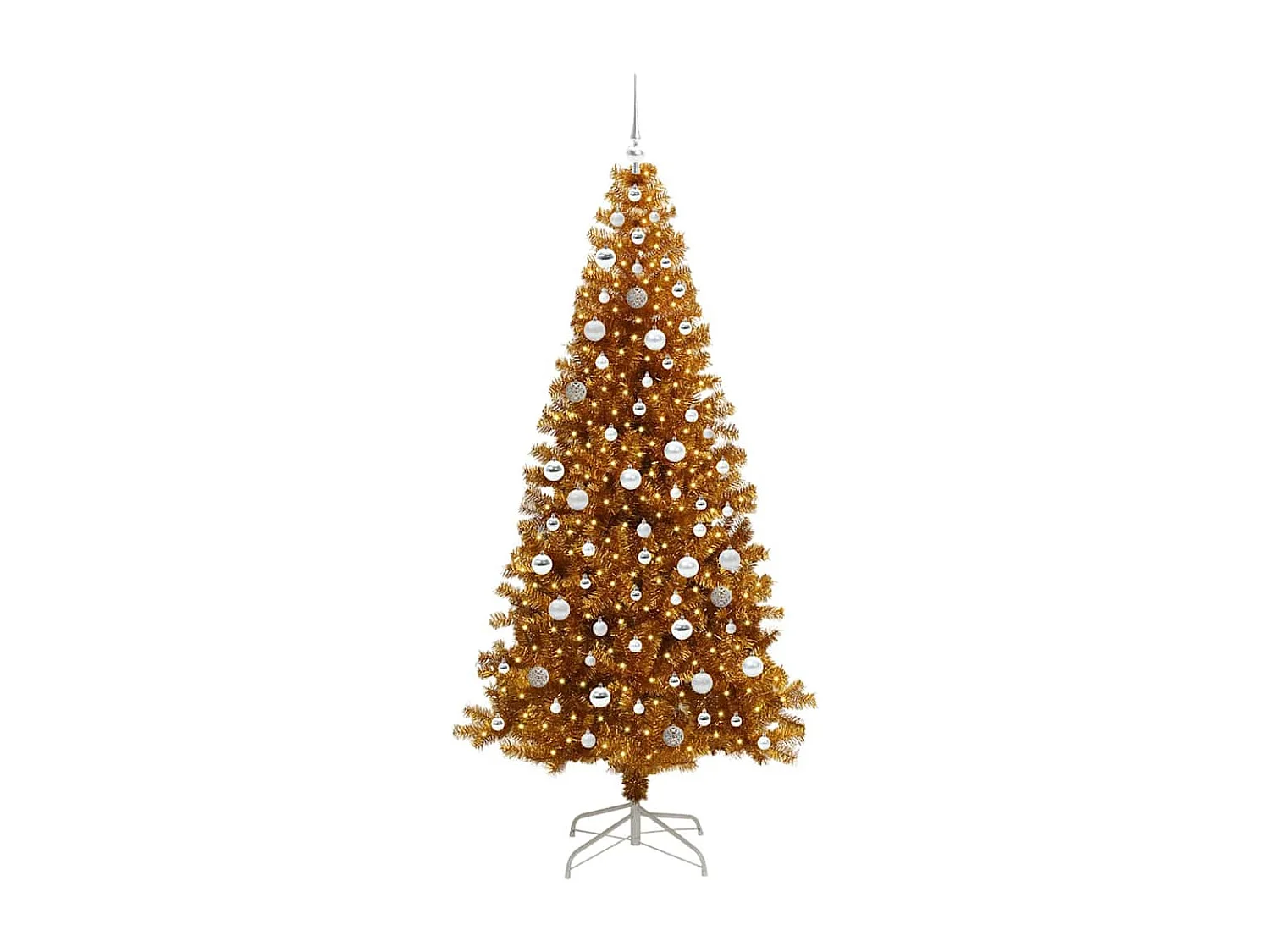 Sapin de Noël avec 300 LED avec support Doré 210 cm PET