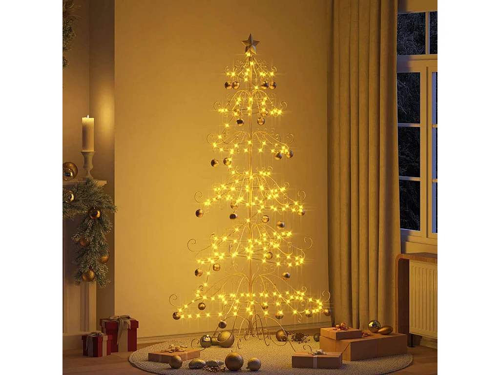 Arbre de Noël en métal Doré 215 cm Acier peint par poudre