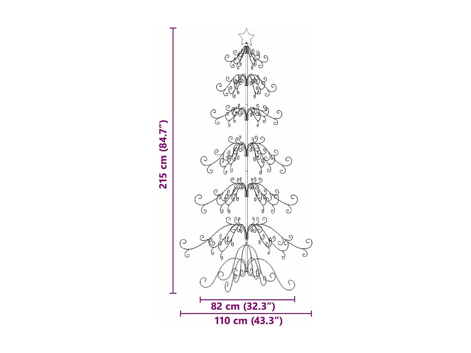 Arbre de Noël en métal Doré 215 cm Acier peint par poudre