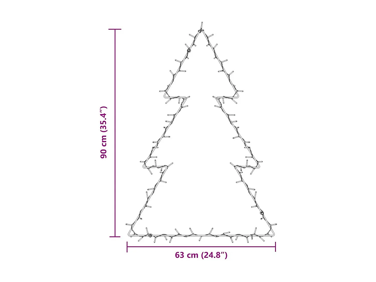 Lumières de Noël silhouette d'arbre de Noël 115 LED blanc chaud